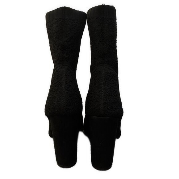 Topshop Women’s Solid Black Textured Pointed Toe Block Heel Sock Booties Boots 8 - Picture 3 of 7